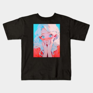 Cute Timid Anime Girl Kids T-Shirt